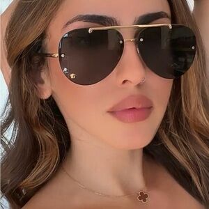 Versace Black Sunglasses Aviator Style